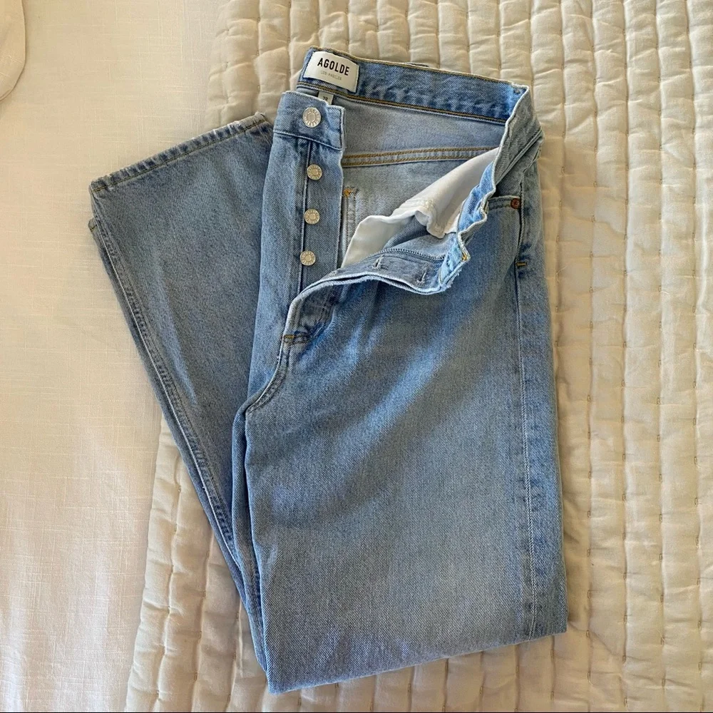 AGOLDE Light Wash High Rise Straight Jeans